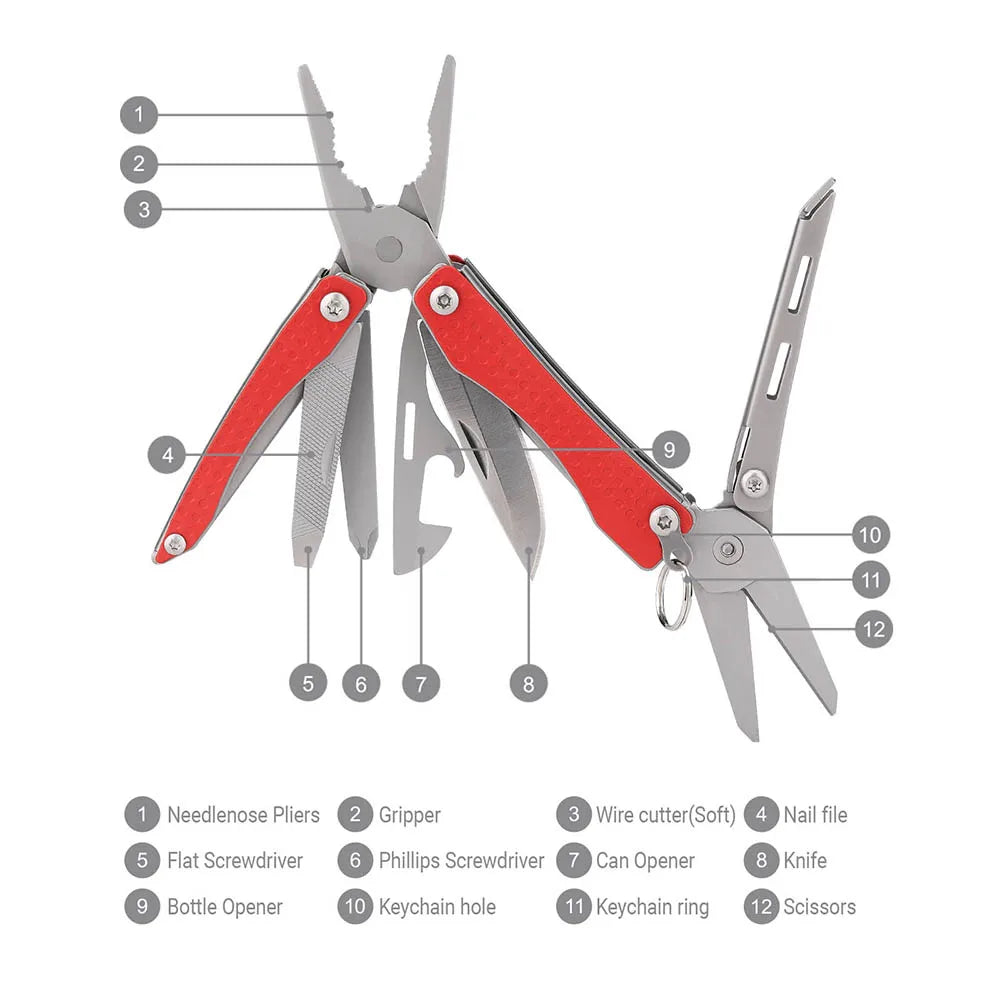 NexTool Mini Flagship Red/Green 10 IN 1 Multi Functional Folding - Morning Loadout