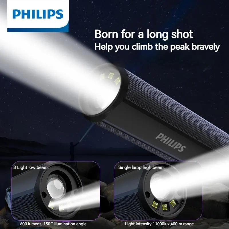 Philips Flashlight High Power with USB Charging 18650 Battery 4 Lighting Modes LED Flashlight Camping Light for Self Defense - Morning Loadout