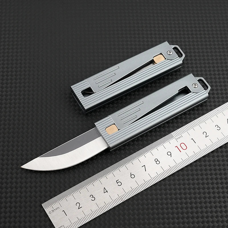 Mini d2 blade aluminum alloy handle knife gravity lock outdoor portable unboxing self-defense new small knife - Morning Loadout