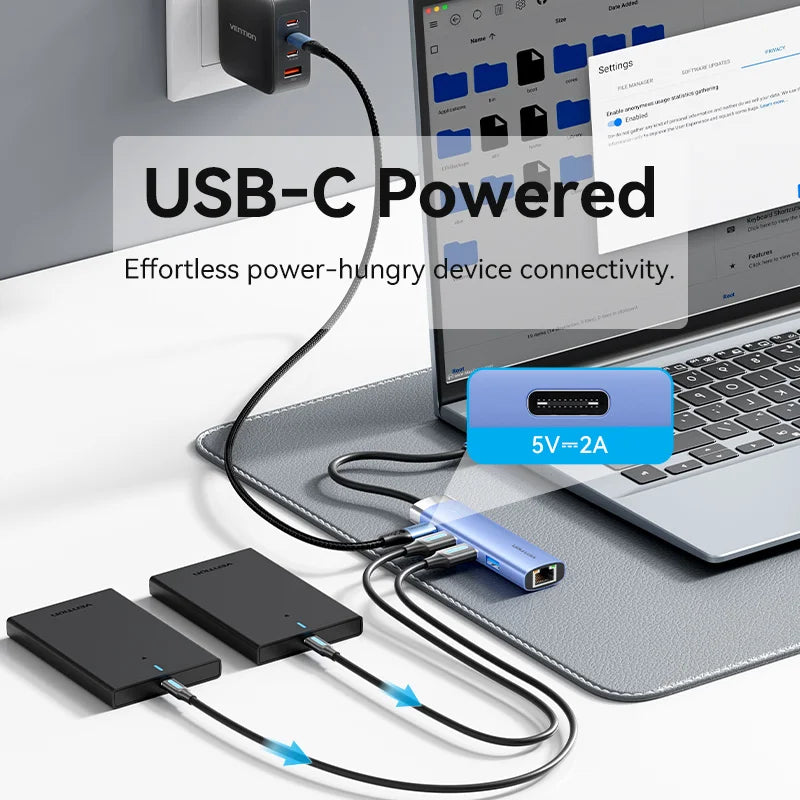 Vention USB Ethernet Adapter 1000Mbps USB3.0 HUB RJ45 Lan for Macbook Windows Laptop PC Xiaomi Mi TV Box USB-C HUB Network Card - Morning Loadout