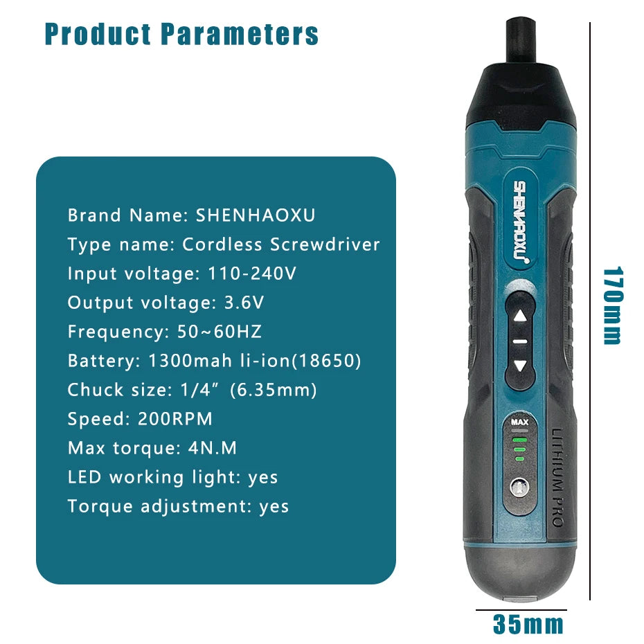 Cordless Electric Screwdriver Rechargeable 1300mah Lithium Battery - Morning Loadout