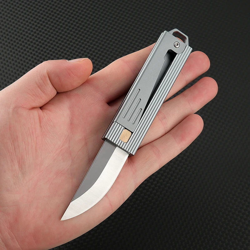 Mini d2 blade aluminum alloy handle knife gravity lock outdoor portable unboxing self-defense new small knife - Morning Loadout