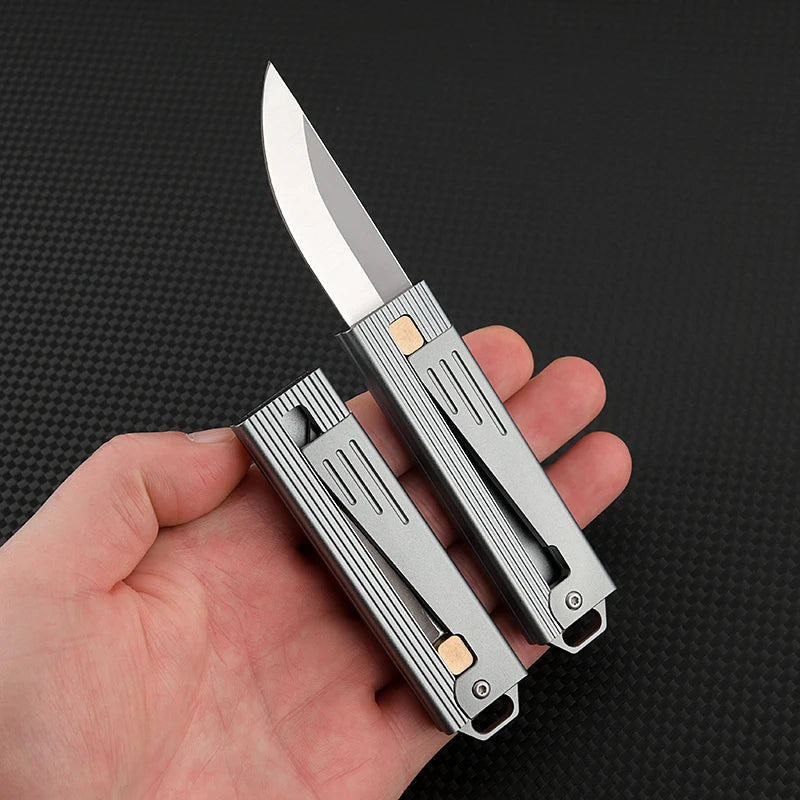 Mini d2 blade aluminum alloy handle knife gravity lock outdoor portable unboxing self-defense new small knife - Morning Loadout