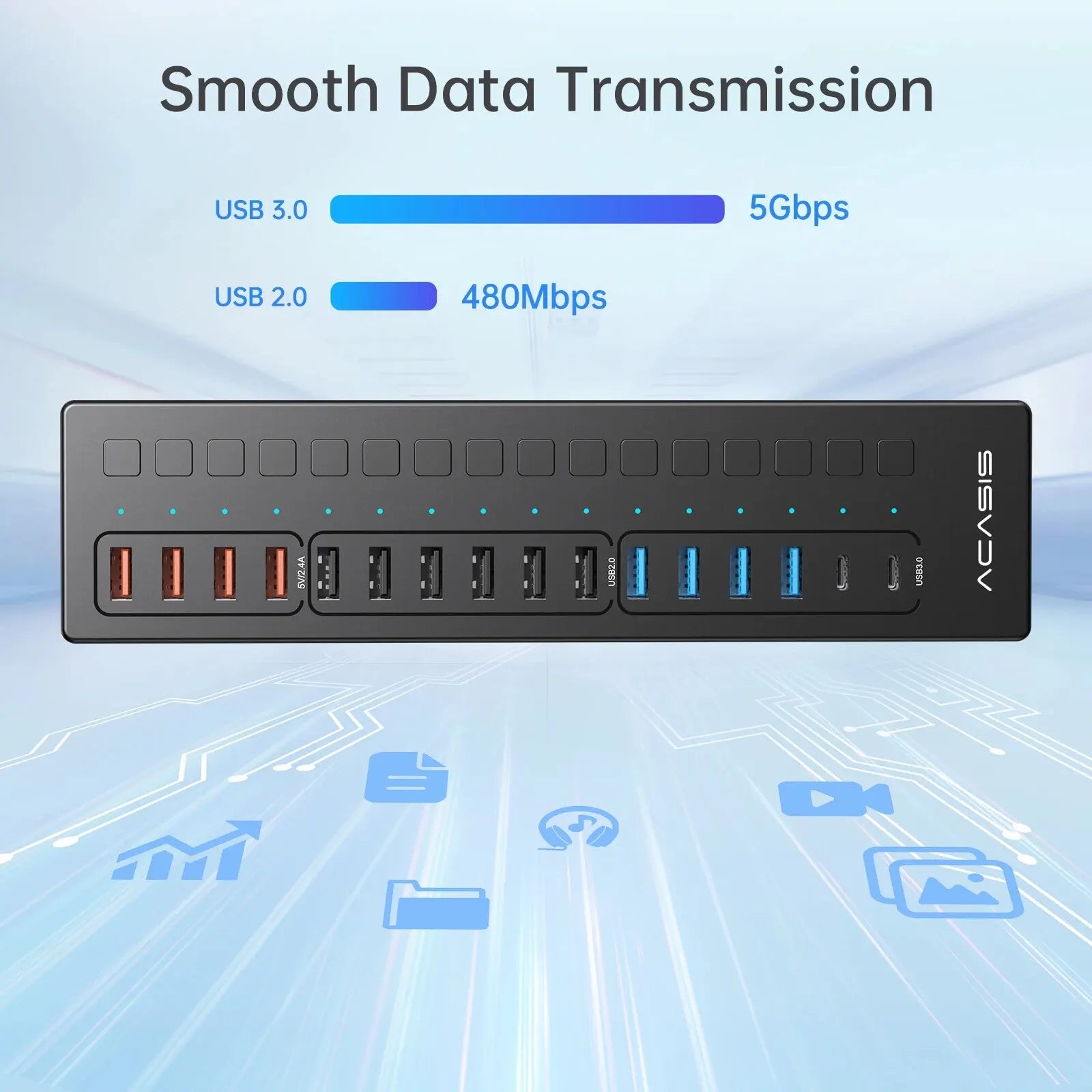 Acasis Type-C Hub USB Splitter 11/16 Ports USB C Hub Quick Charging Steam Deck Dock Dock Station Multi Port For Laptop Desktop - Morning Loadout